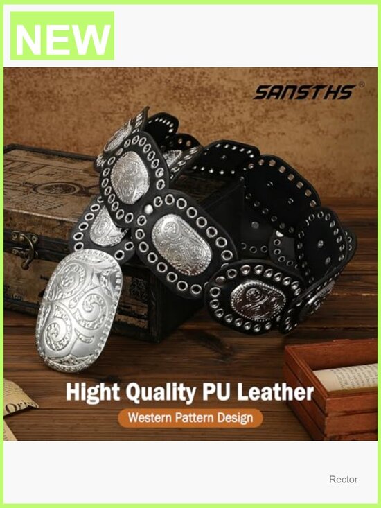 Vintage Western Disc Belt - PU Leather Cowgirl Belt for Jeans Women main image 4
